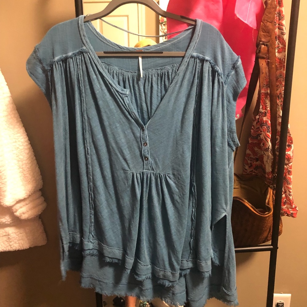 free people blue shirt